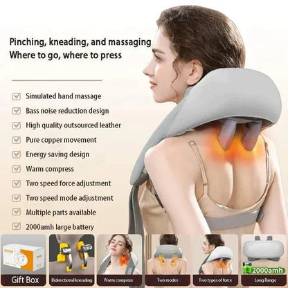 3D Kneading Neck & Back Massager – Deep Tissue Pain Relief - Aleenext